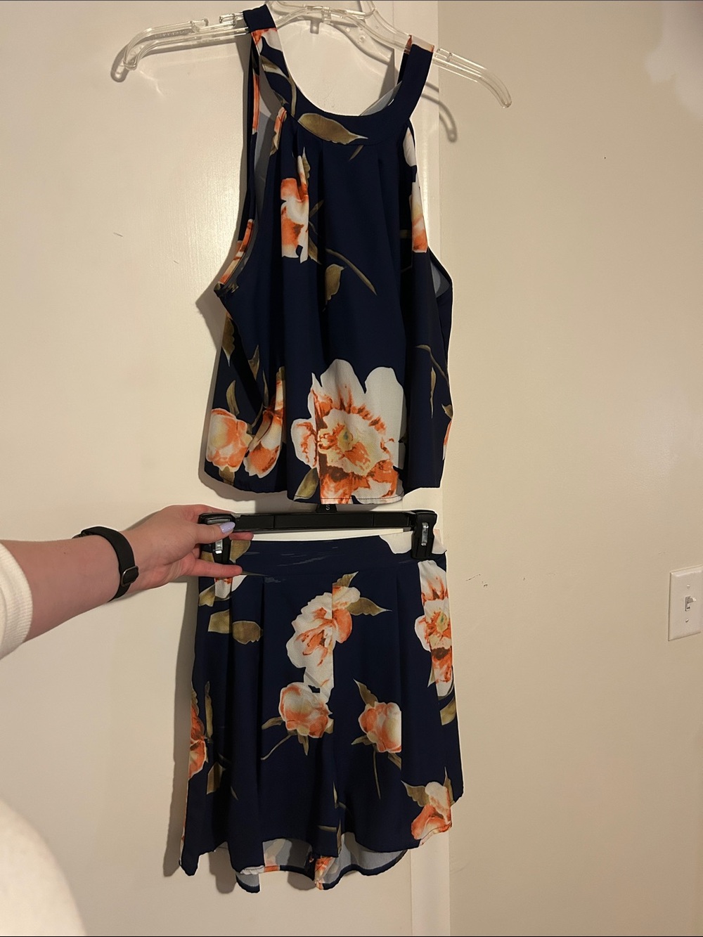 Navy Floral High-Neck Tank and Skort Set - Navy Floral